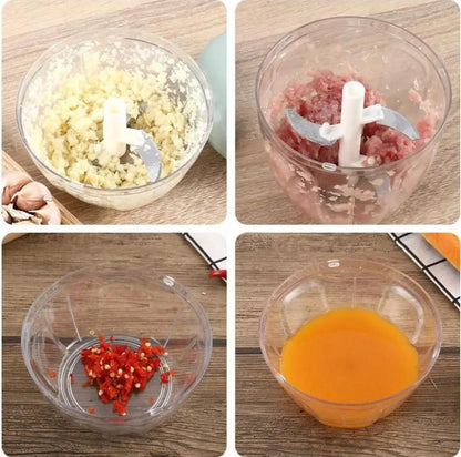 Manual Food Chopper 900ML Mini Turbo Vegetable & Meat Chopper