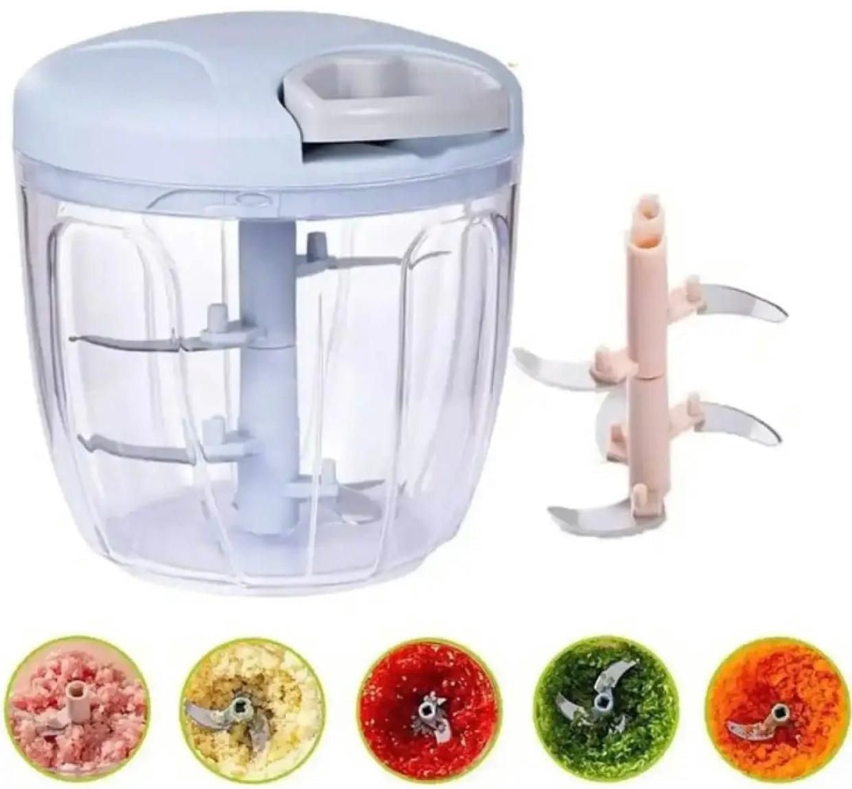 Manual Food Chopper 900ML Mini Turbo Vegetable & Meat Chopper