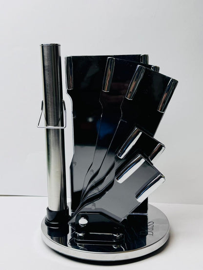 Bass 8-Piece Kitchen Knife Set | Stainless Steel | Marble Coating | Rotating Stand