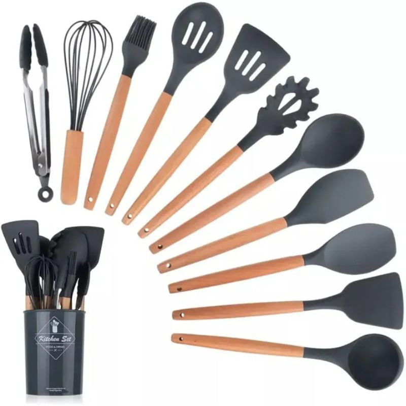 Silicone Non Stick Cooking Spoon Set 12pc